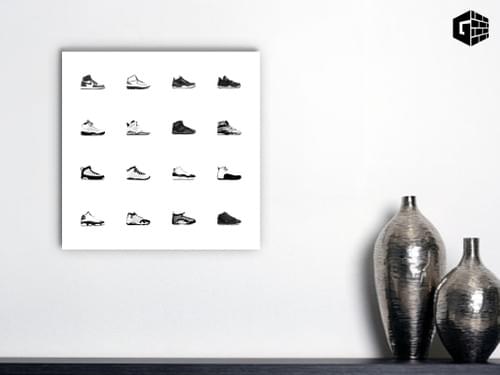 Air Jordan 1-16 Grid Grayscale Canvas