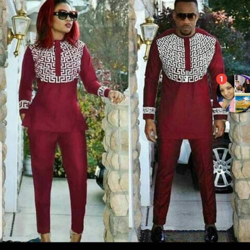 Afro-Versace Ladies 2 Pc Outfit Blue or Burgundy