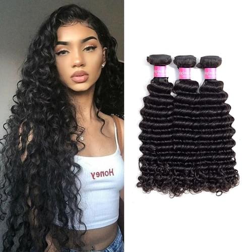 ORIGINAL QUEEN 10A Grade 4 Bundles Indian Deep Wave Mix length 8-30inches Natual Color