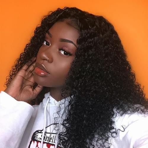 ORIGINAL QUEEN 250% Kinky Curly Lace Front Wig With Pre Plucked Hairline Human Hair Wigs 8-22inches