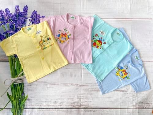 Áo Sơ Sinh Cộc Tay Thu Hằng Chất Cotton Mềm Mại Cho Bé, từ 4-10kg