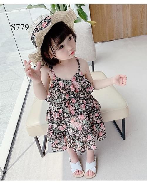 Váy tầng hoa kèm mũ nhiều màu dành cho bé gái từ 15-42kg
