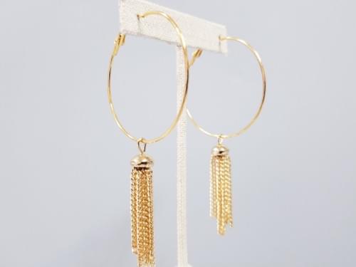 2 Inch Hoops with Tassel - GOLD