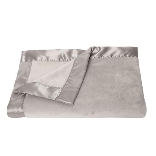 Fleece Baby Blanket with 2’’ Satin Trim, Plush Blanket for Boys and Girls, Gift for Babies, Gray