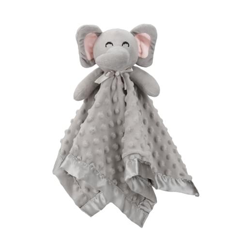 Elephant Security Blanket Grey Soft Baby Lovey Unisex Lovie Gift for Toddler 16 Inch