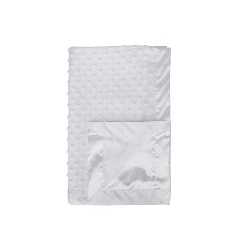 Baby Soft Minky Dot Blanket with Silky Satin Backing Gift for Boys and Girls (White, 30’’ x 40’’)
