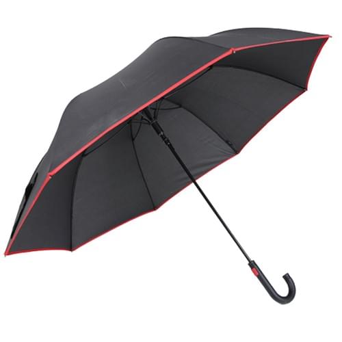 Durable Stick Long Windproof Pongee Umbrella With Piping