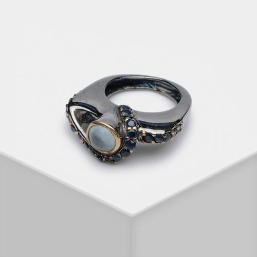 R00316 22K gold plated saphire Ring