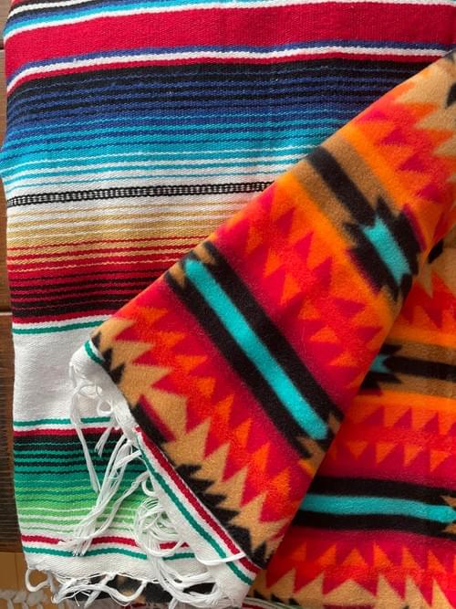 Ex Lg White Serape Blanket