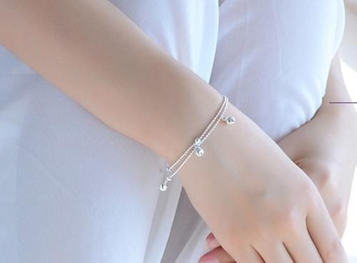 สร้อยข้อมือเงิน925 จี้กระดิ่งคู่