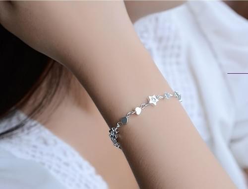สร้อยข้อมือเงิน925 ดาว หัวใจ