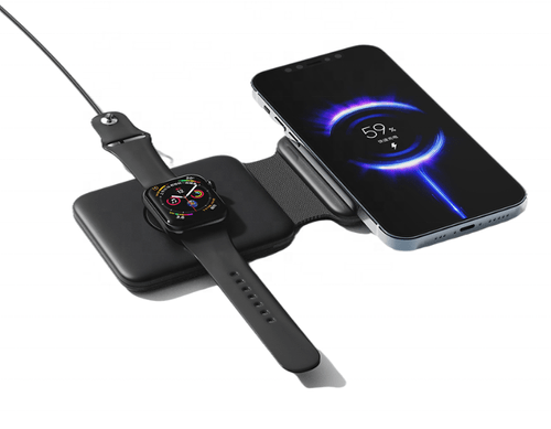 F100 /Foldable 2-in-1 wireless charger for iWatch + Smartphone /AirPods