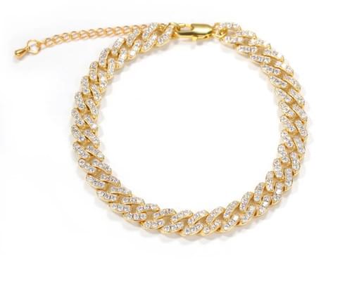 Icy Cuban Links Anklet With Chain Extension