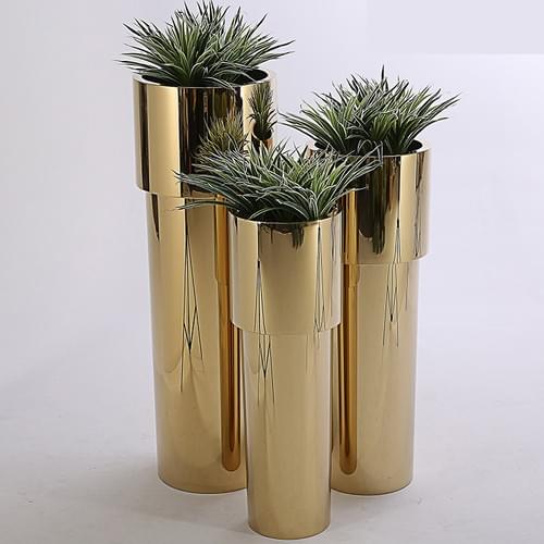 tall cylinder stainless steel outdoor planters for celebration