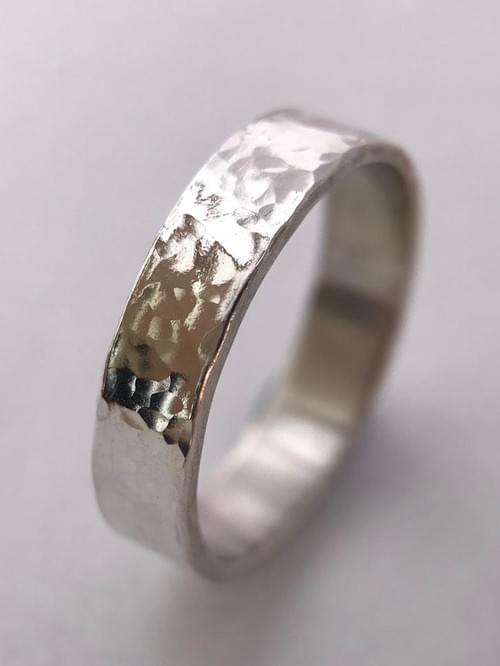 Beautiful hammered sterling silver ring band