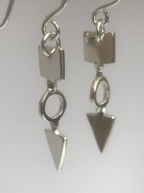 **One of a kind** Layered geometric drop earrings