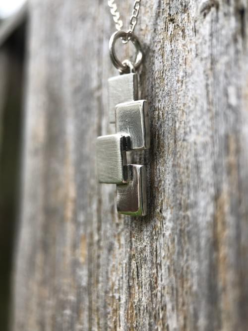 **One-of-a-kind** Geometric Matt and Polished Layered Pendant