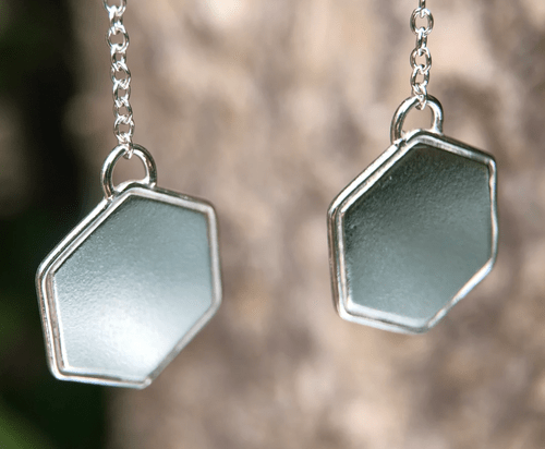 **One-of-a-kind** Hexagonal Silver Statement Earrings