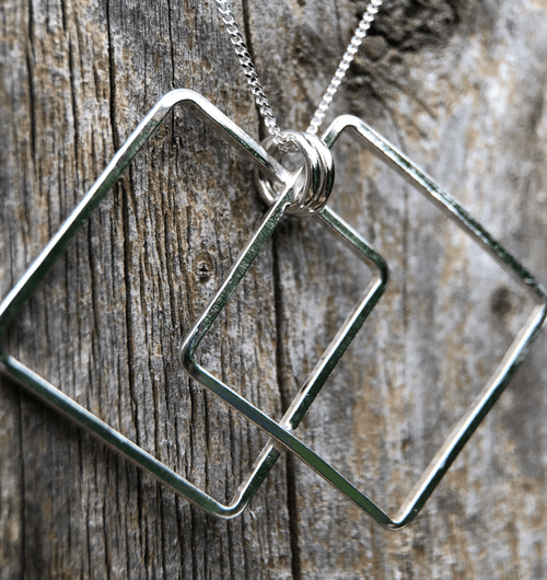 Geometric Double Square Pendant