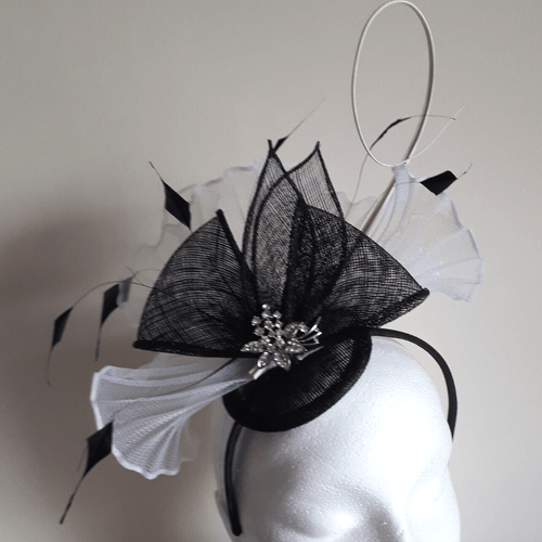 10 Black & White headpiece with silver clasp