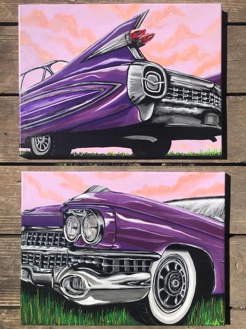 Purple Caddies Set of 2 Original Acrylic Paintings, Prints and Posters