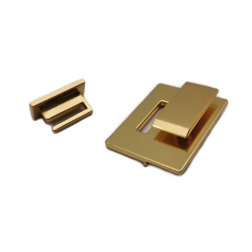 Flip lock handbag accessories zinc alloy plating square lock press button metal customized
