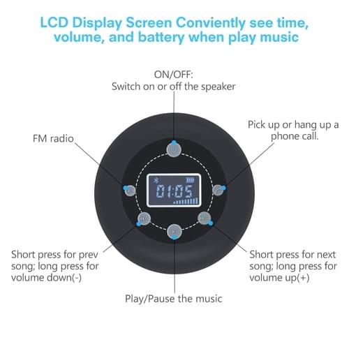 Shower Radio Bluetooth Speaker 5.0, HOTT Waterproof Wireless Bathroom