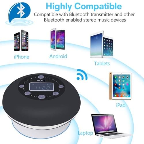 Shower Radio Bluetooth Speaker 5.0, HOTT Waterproof Wireless Bathroom
