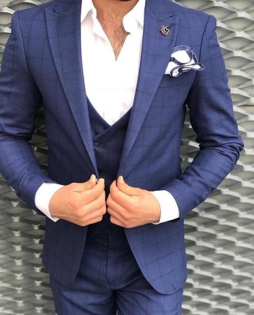 Navy Squared Slim Fit Suit