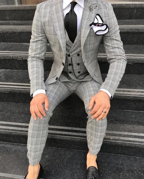 Grey Carré Poly Cotton Suit