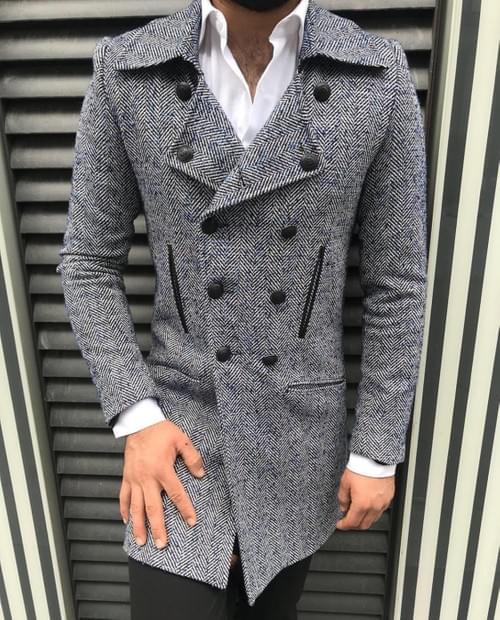 Light Grey Knot Long Winter Coat