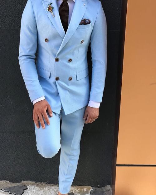 Light Blue Poly Cotton Suit