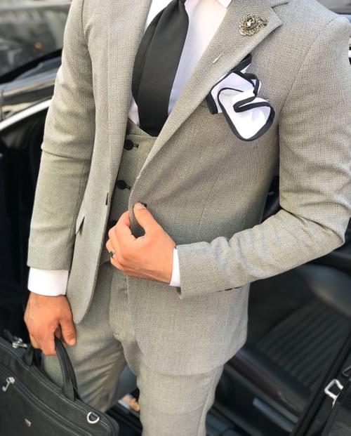 Grey Poly Cotton Suit