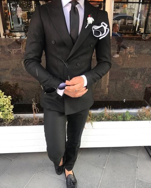Black Poly Cotton Suit