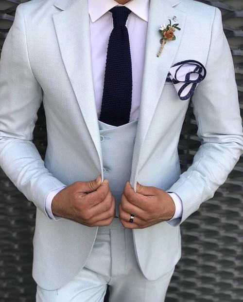 Off White Poly Cotton Suit