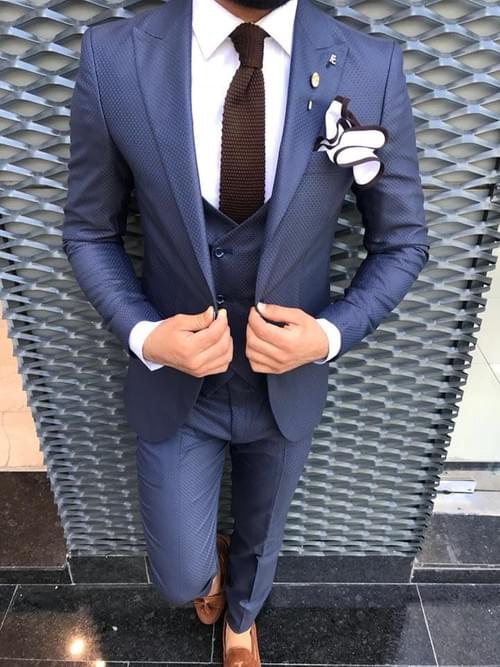 Navy Brown Combo Slim Fit Suit