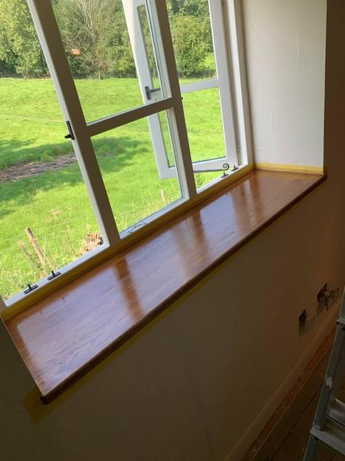 New sill with antique brown oak finish