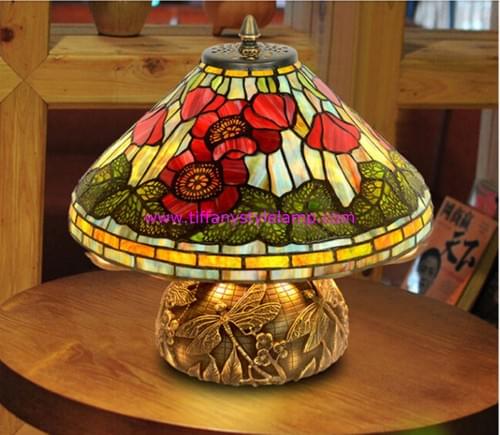 16 inch copper antique tiffany style poppy lamp dragonfly light tiffany table lamp
