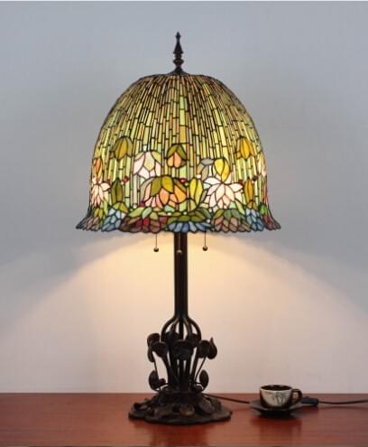 18 inch lotus antique tiffany lamps reproduction with brass base art collection