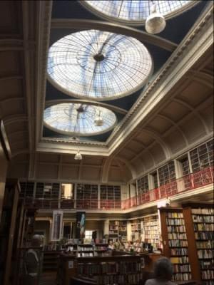 Picture of a library and link to the short story