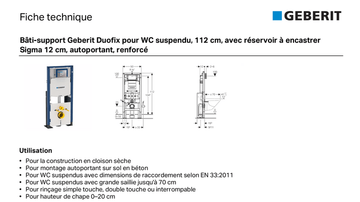 Geberit Wc Suspendu Fiche Technique