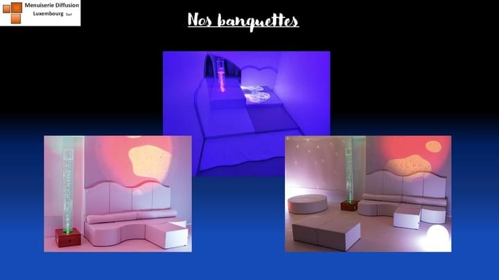 banquettes - Snoezelen - assise - colonne à bulles