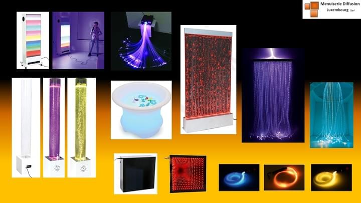 Colonnes à bulles - colonne à bulle - fibre optique - lumières 