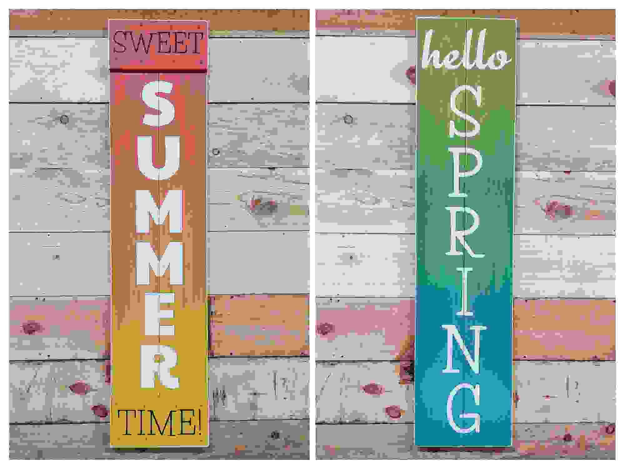 Reversible Summer/Spring Large Wood Sign