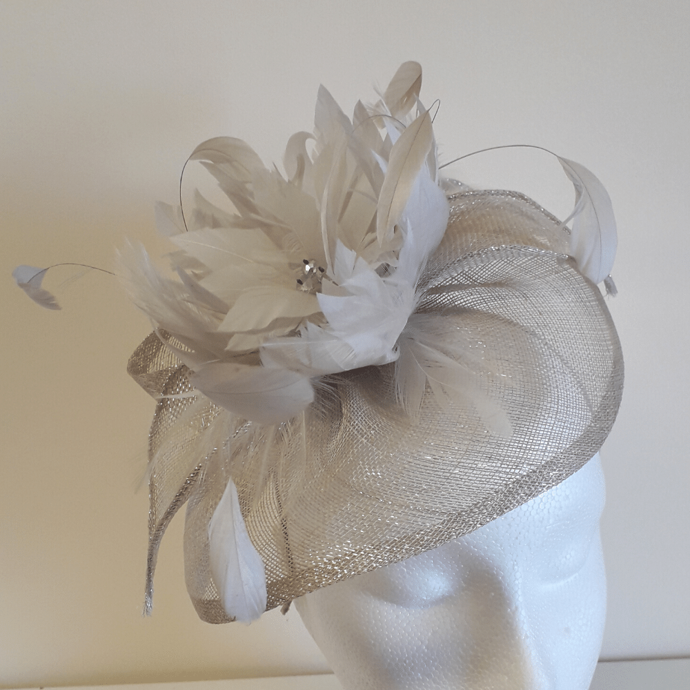 18 Silver small headpiece with leaves & feathers