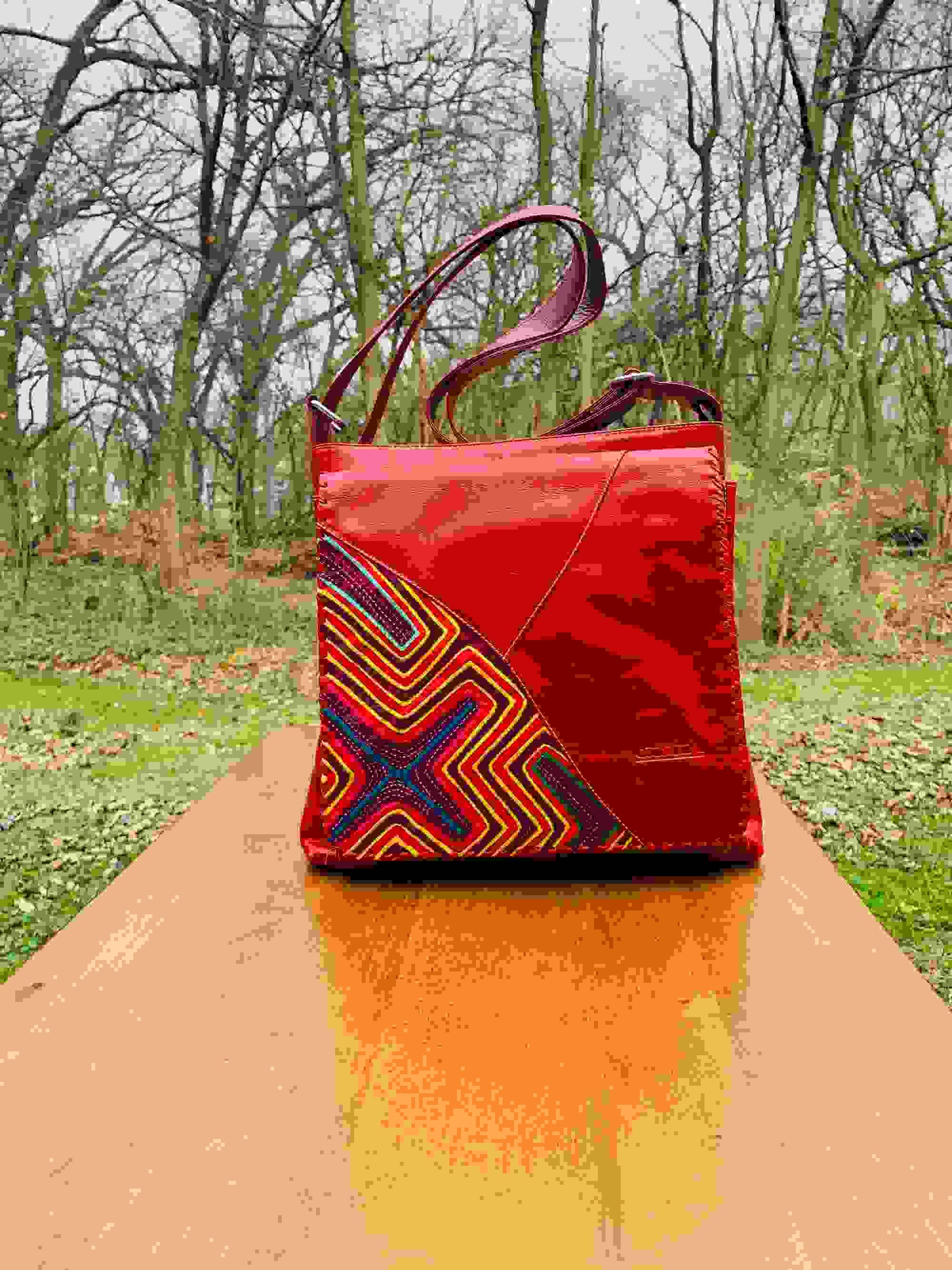 Red Leather Mola Bag