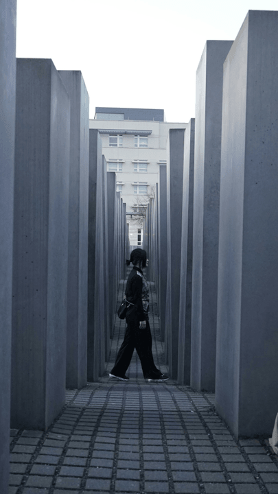 Woman visits the Memorial to the Murdered Jews of Europe