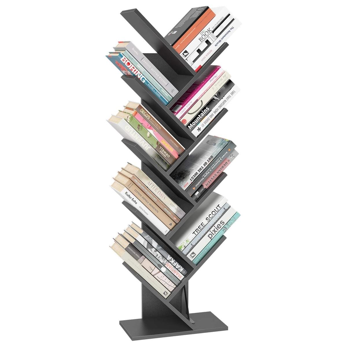 Homfa Tree Bookshelf BookRack, 9Shelf Bookcase, Artistic Book