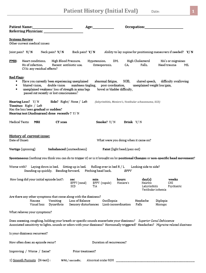 Ed Patient Experience Worksheet.pdf Handouts & Forms - Vestibular Today