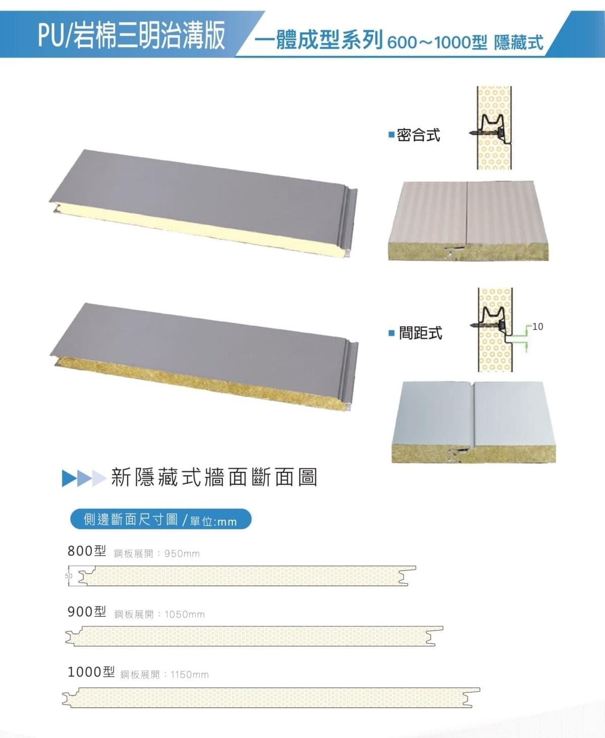 Pu 岩棉三明治板 元大興企業有限公司 喬利鋼鐵 岩棉三明治板 裝潢壁板